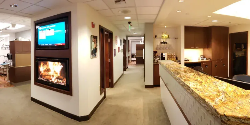 The corridor and front desk at the Bellevue office.